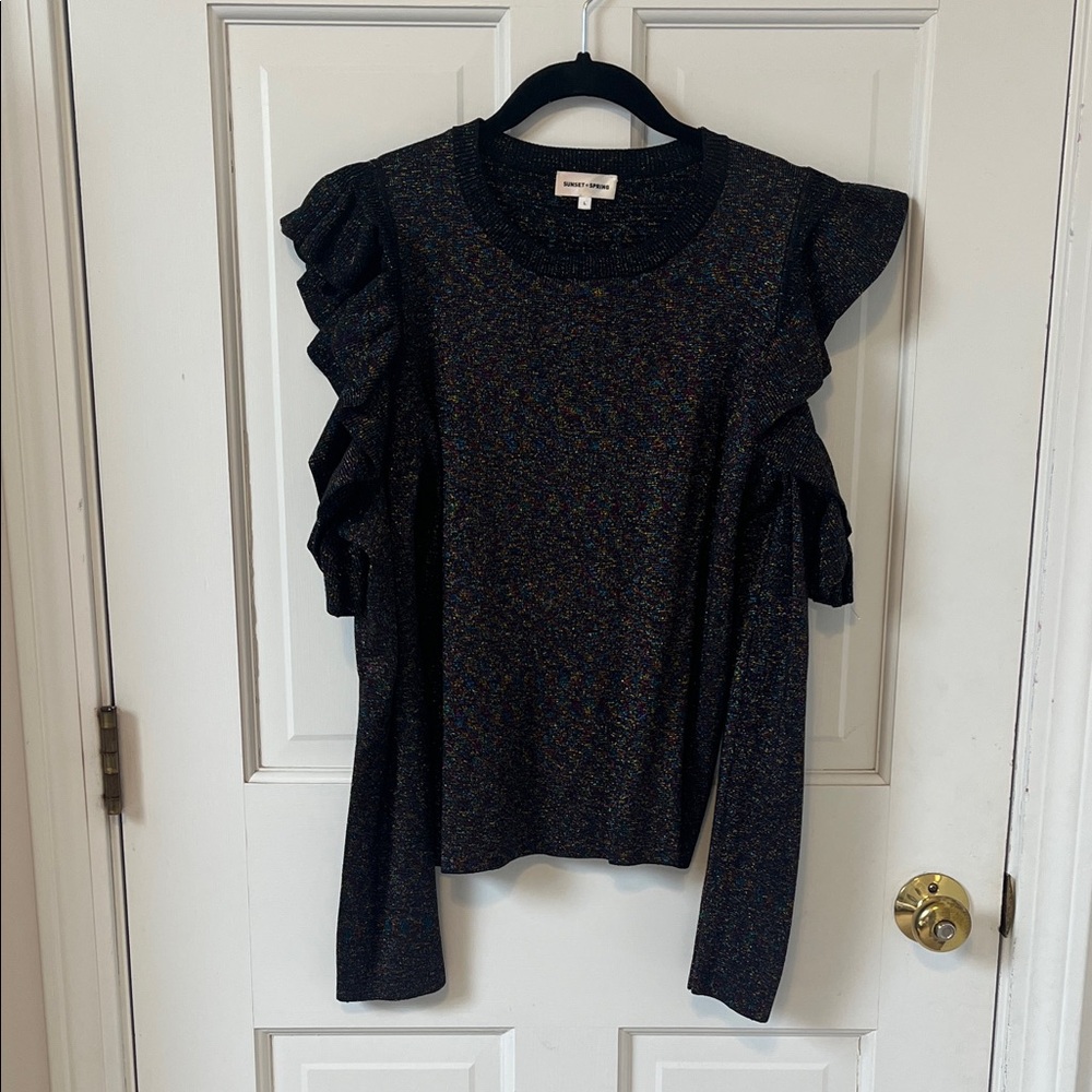 Sunset + Spring Elegant Cold Shoulder Ruffle Slee… - image 3